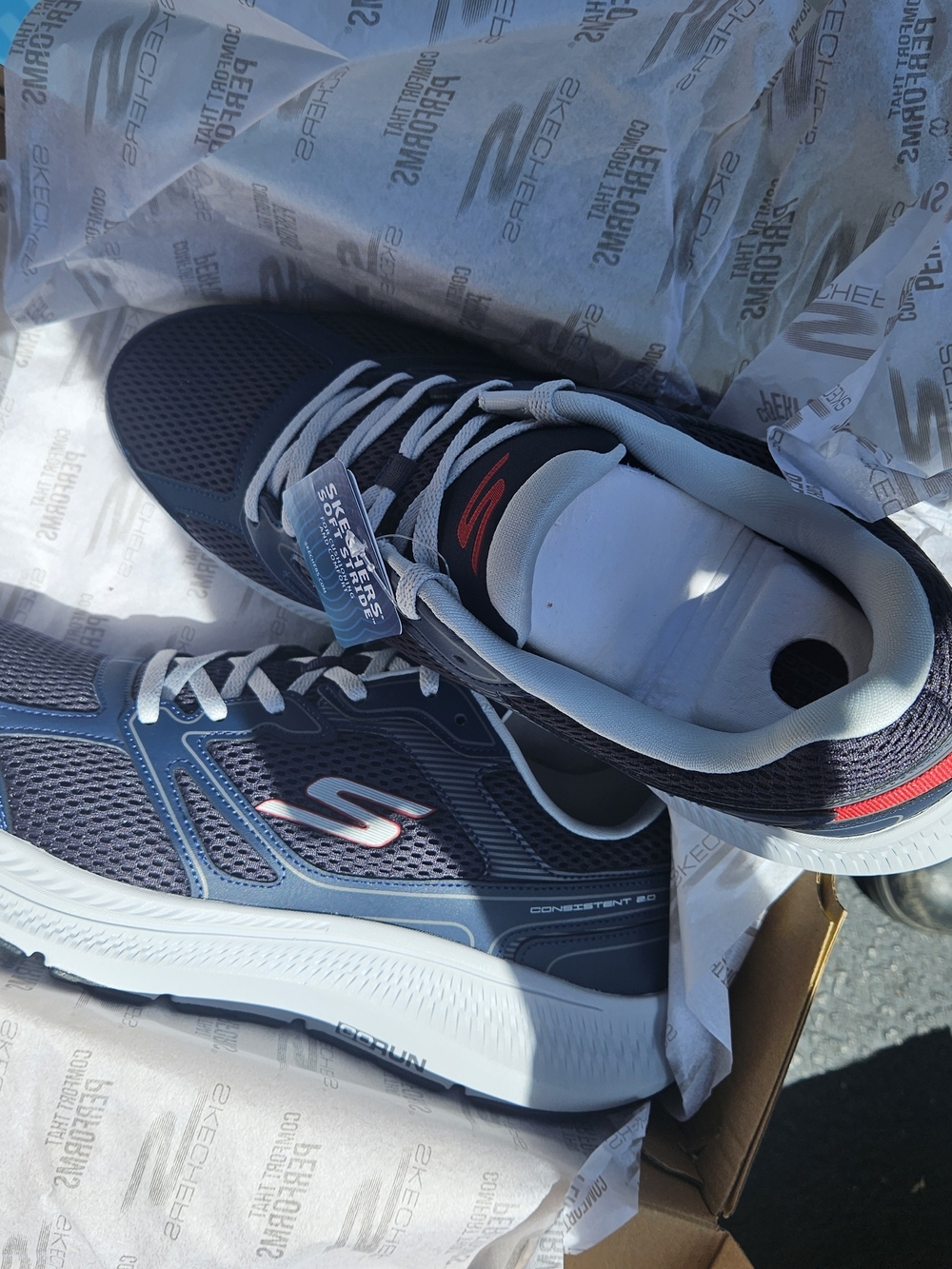 Skechers Navy and Red Athletic Sneaker - Picture 2 of 3